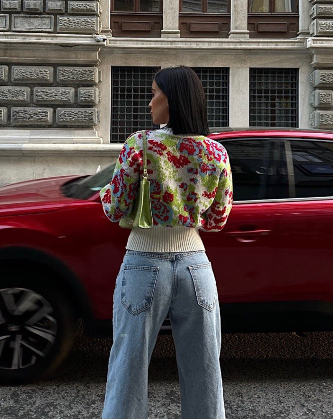 Knitted floral print - Cardigan