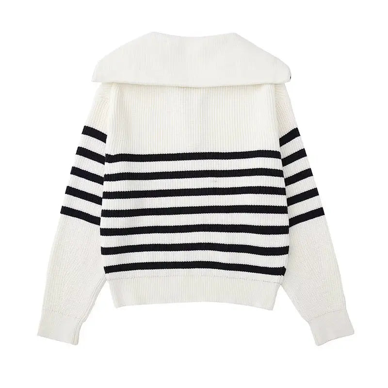 Striped Zip Up Sweater – ORIYA